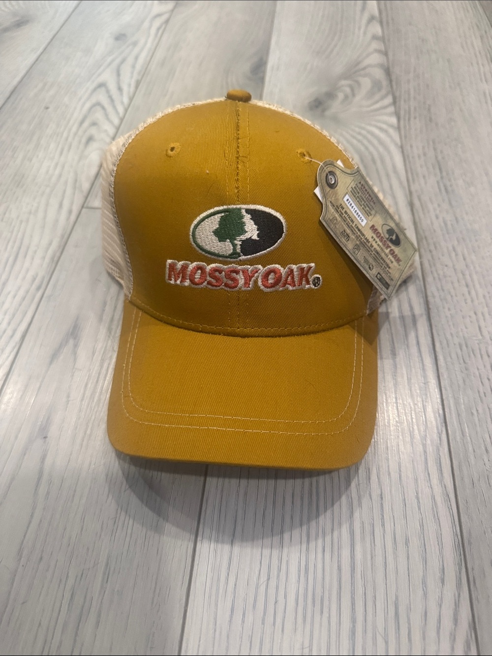 Mossy Oak Men’s Mustard Yellow Trucker Hat with Mesh Back